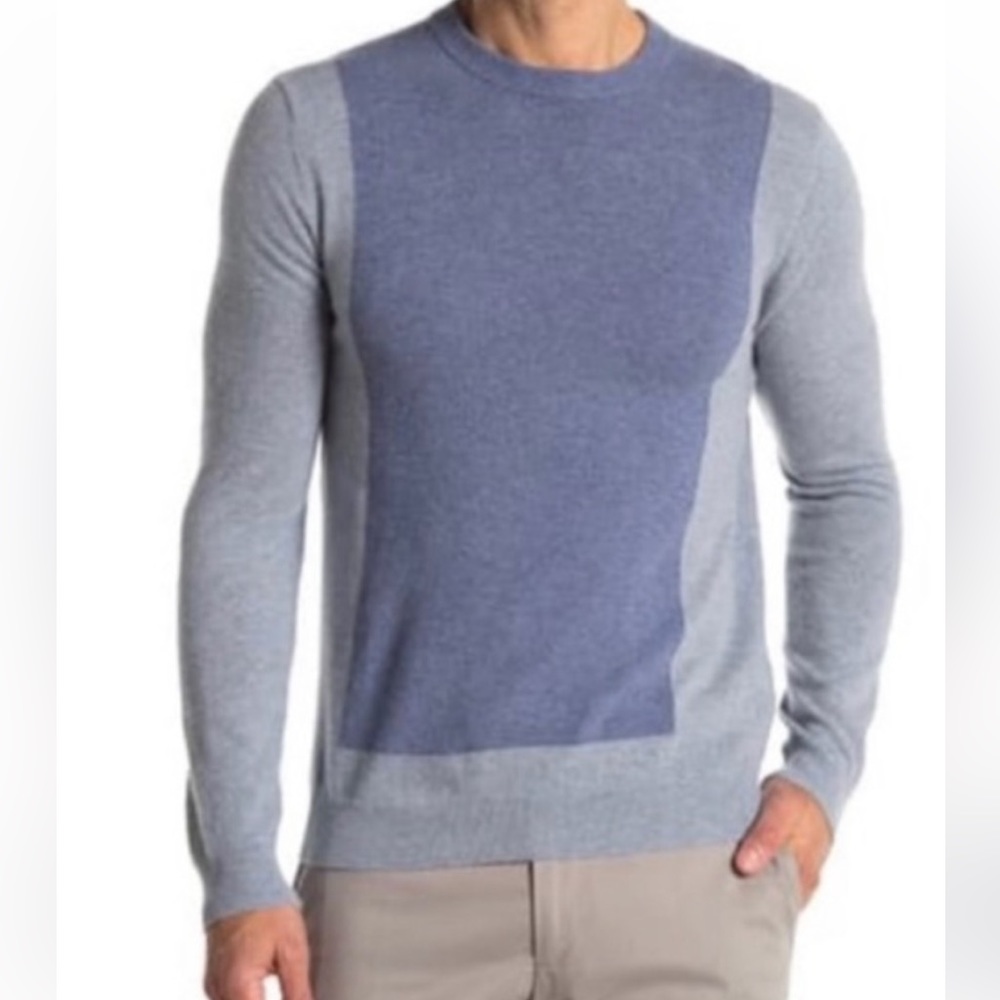 Reiss Blue Color Block Wool Blend Sweater Men’s Size S